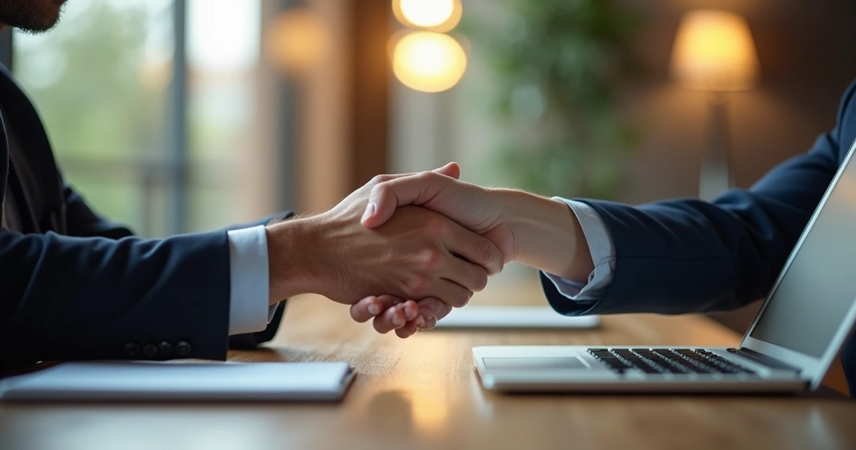 Aperto de mão entre parceiros de negócios