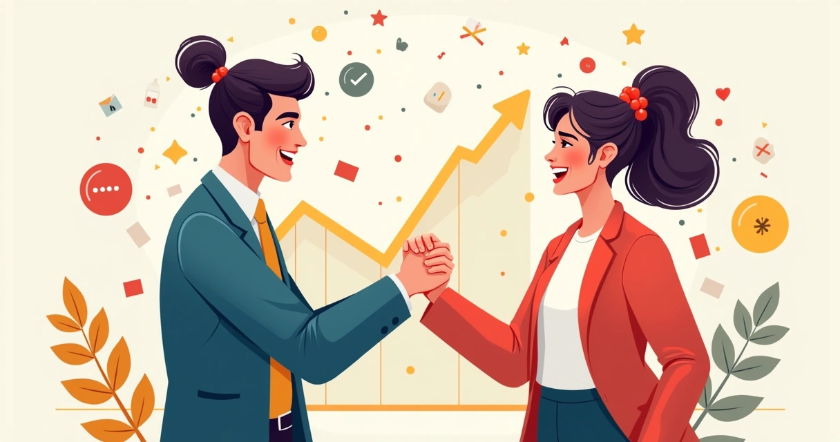 Marca e influenciador comemorando parceria de sucesso com aperto de mãos 
