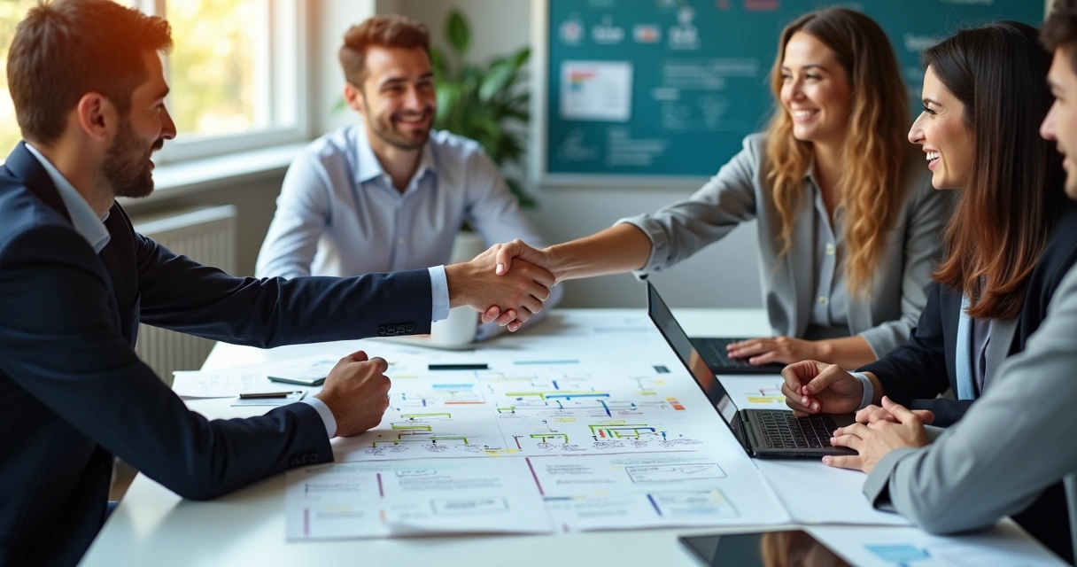 Profissionais realizando parcerias de SEO com computadores 