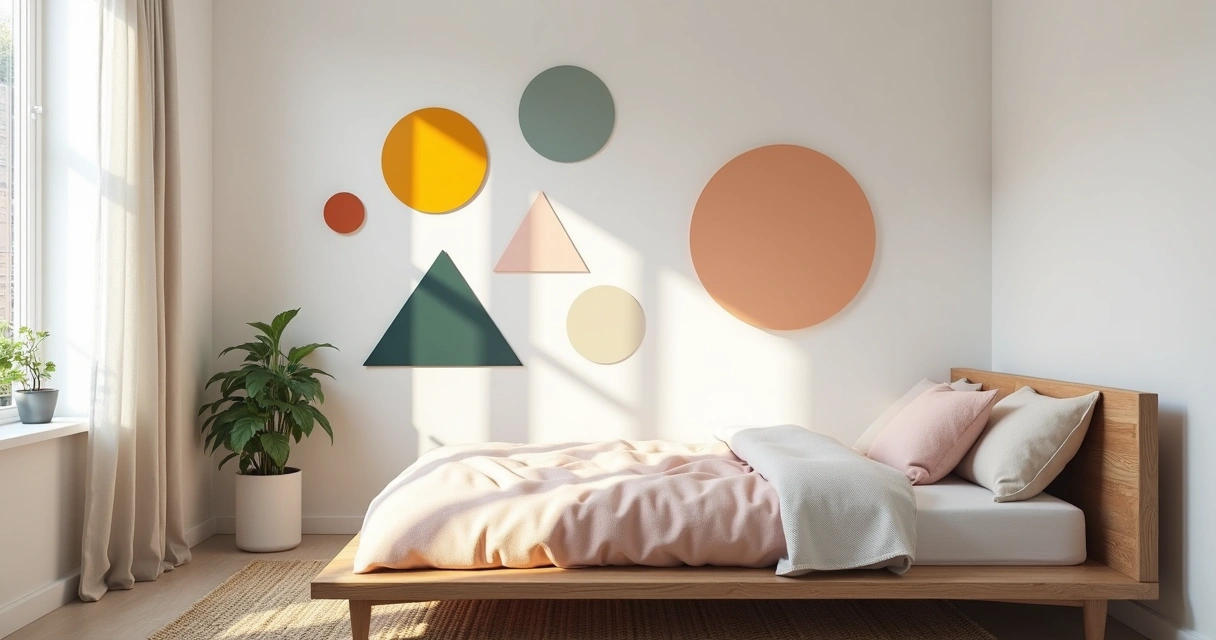 Quarto de apartamento alugado com parede decorada por adesivos de parede removíveis 