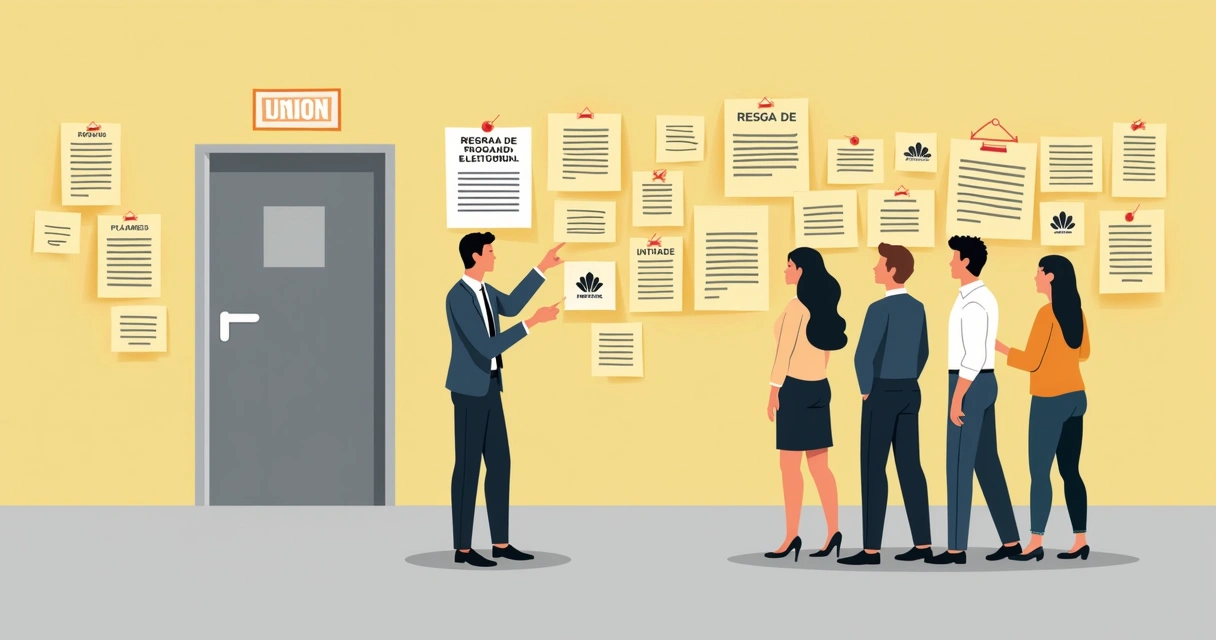 Painel de avisos com regras de propaganda eleitoral sindical 
