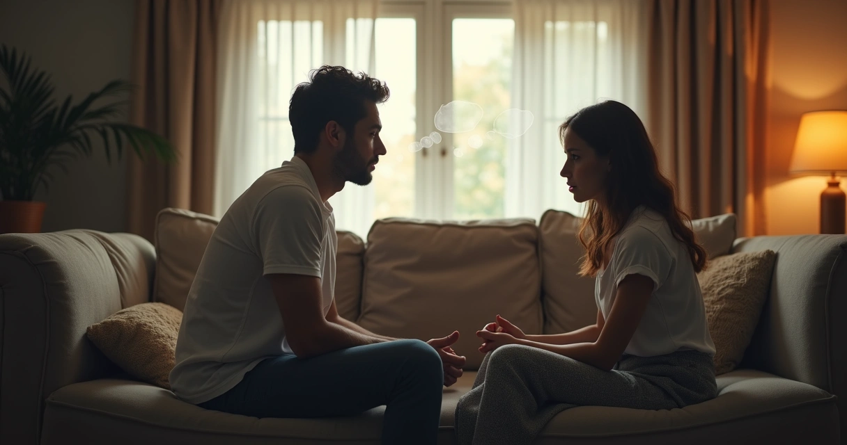 Pareja discutiendo por malentendidos debido a sesgos inconscientes