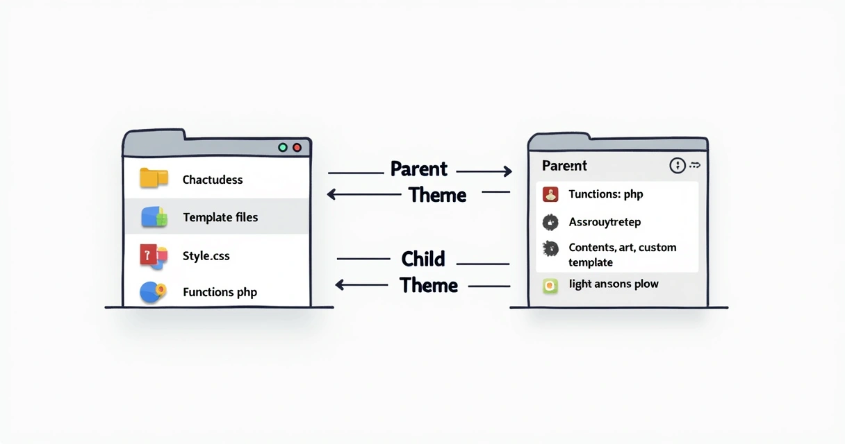 Diagram of child theme structure in WordPress 