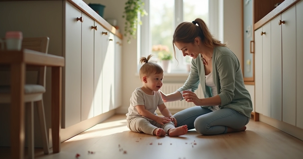 Parent comforting child who made a mistake 