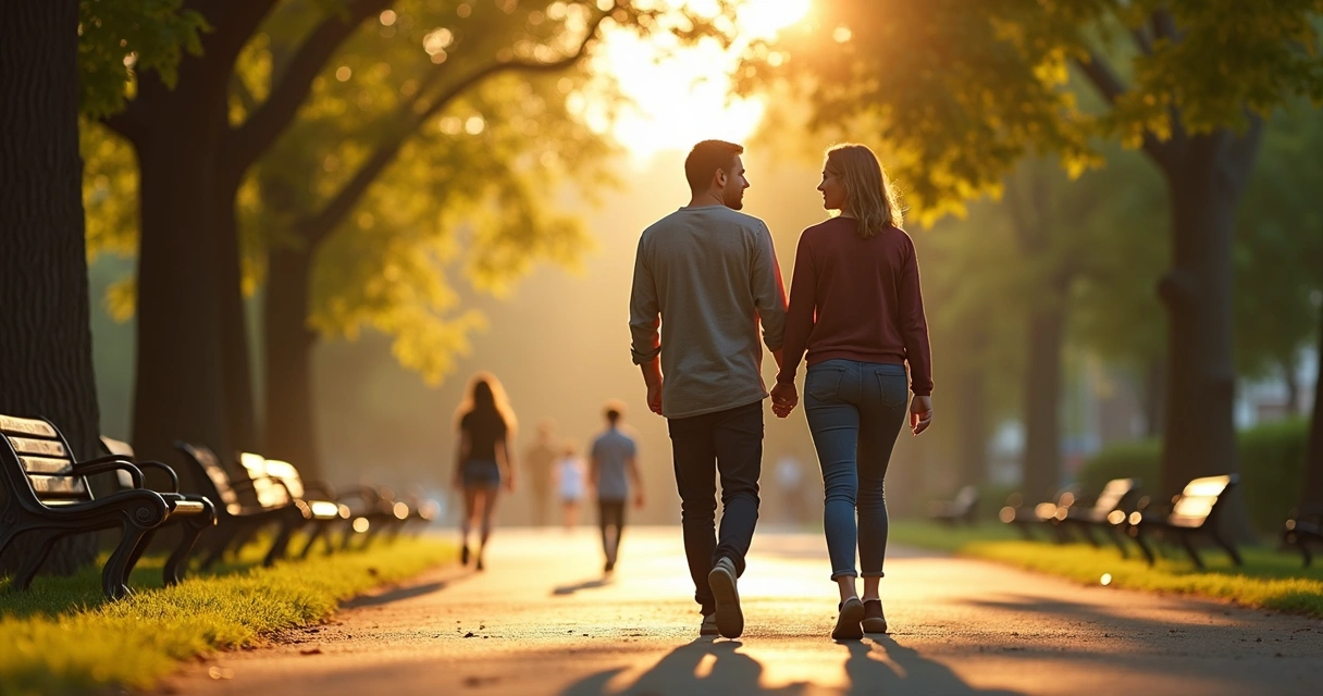 Parent and teen walking together outside, talking and reconnecting after conflict 