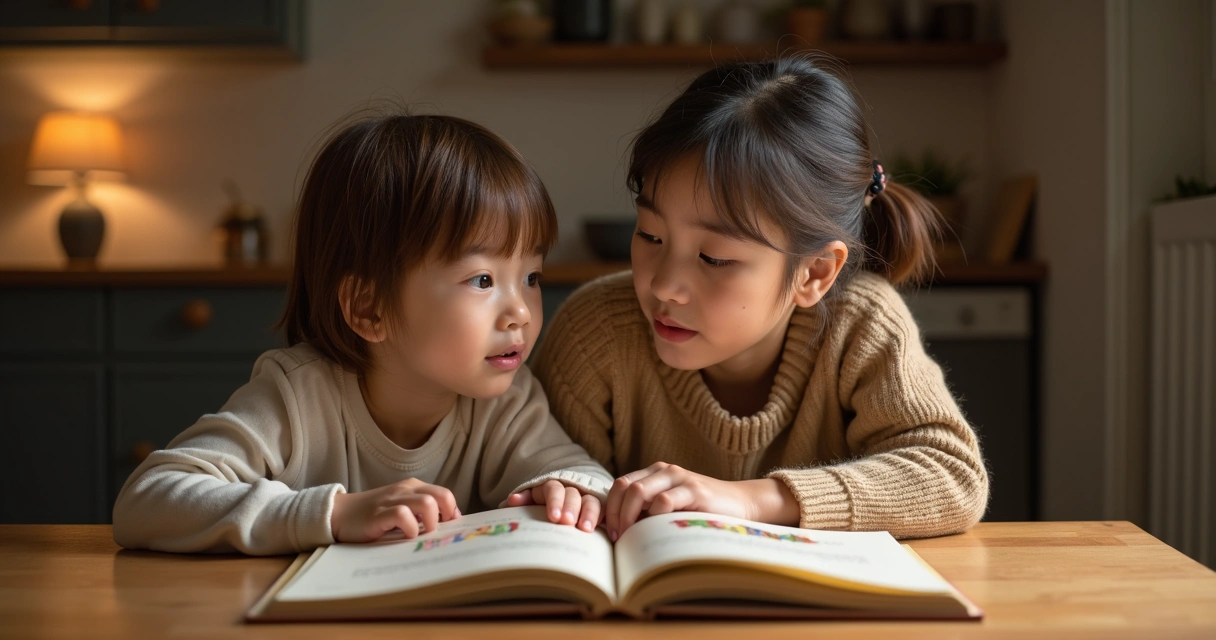 Parent and child practicing empathy with storybook 