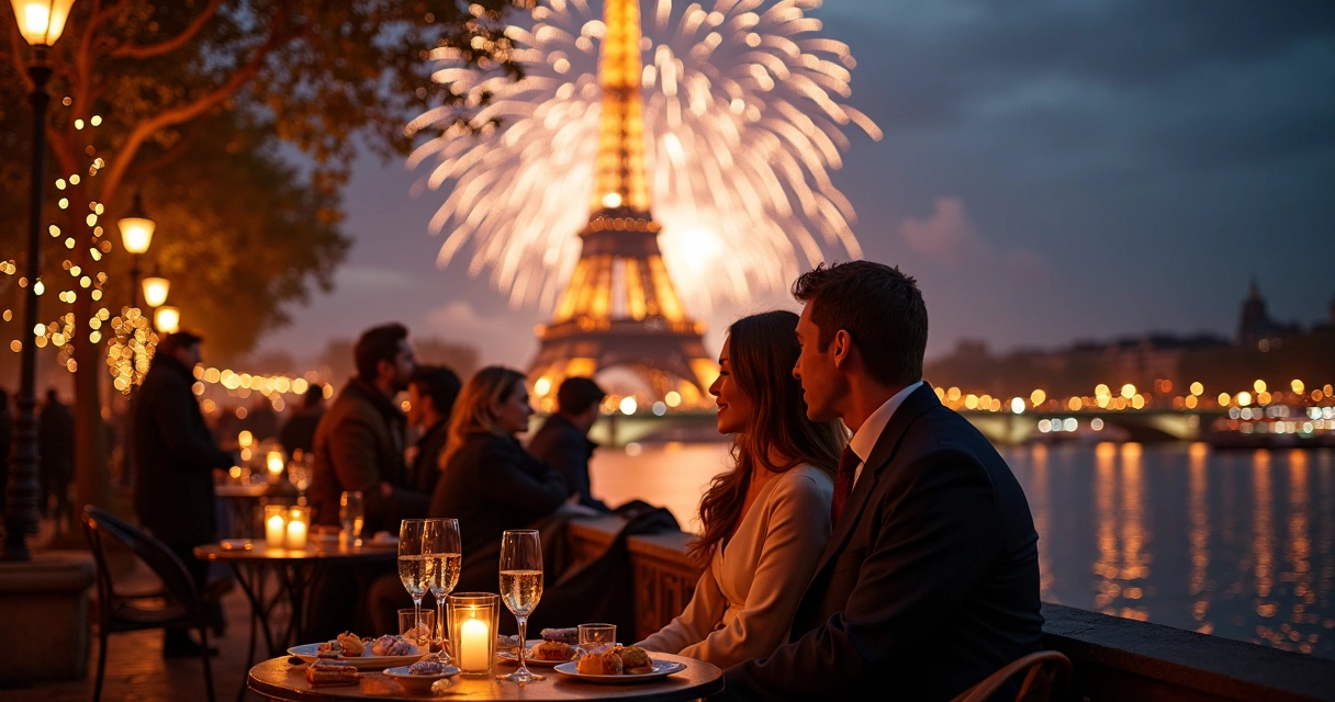 Eiffel iluminada e fogos, multidão celebra Réveillon à beira do rio Sena 