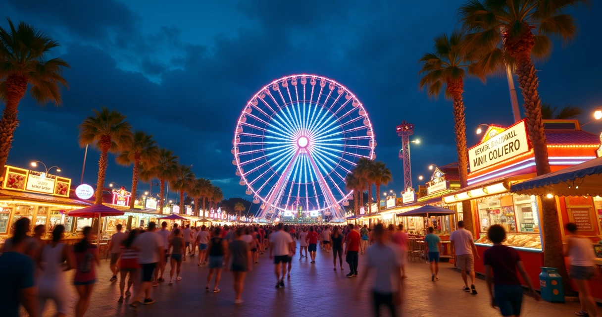 Roda-gigante iluminada em parque de diversões de Orlando 