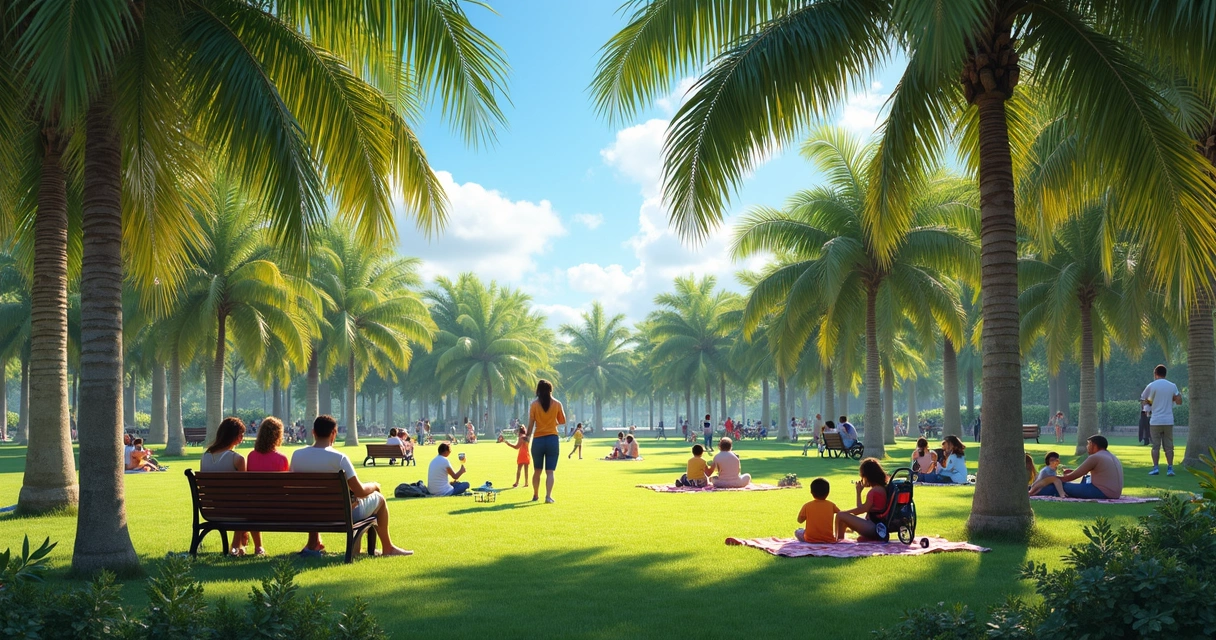 Famílias brasileiras aproveitando parque ao ar livre em Orlando 