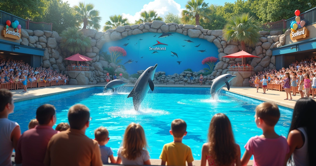 Show de animais marinhos para crianças no Sea World 