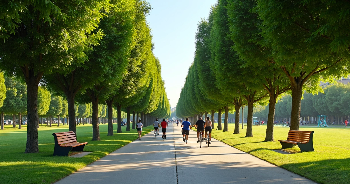 Caminho arborizado no Parque Zeca Malavazzi em Paulínia 