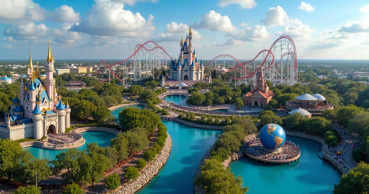 Vista panorâmica dos parques temáticos de Orlando 