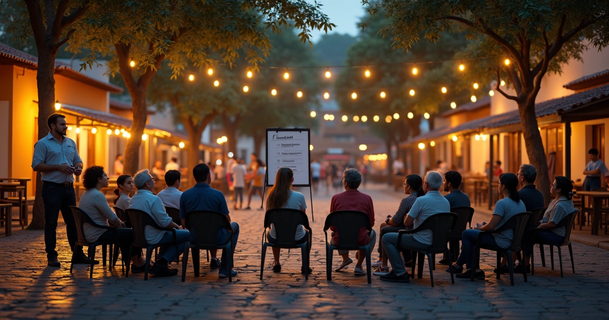 Moradores em reunião de bairro discutem demandas locais. 