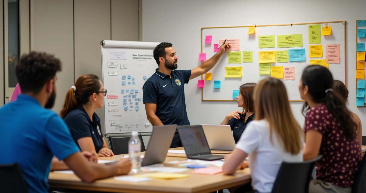 Cidadãos de diferentes idades participando de oficina colaborativa com gestores públicos em um centro comunitário no Paraná.