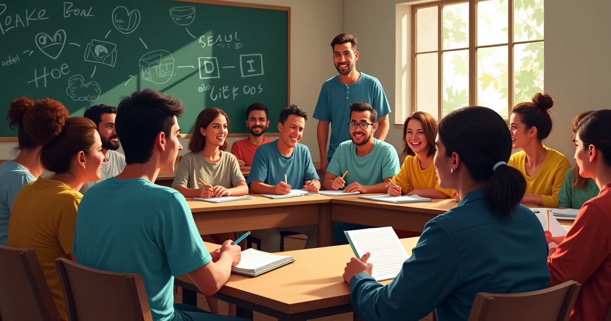 Grupo diverso de pessoas reunido para discutir questões sociais 