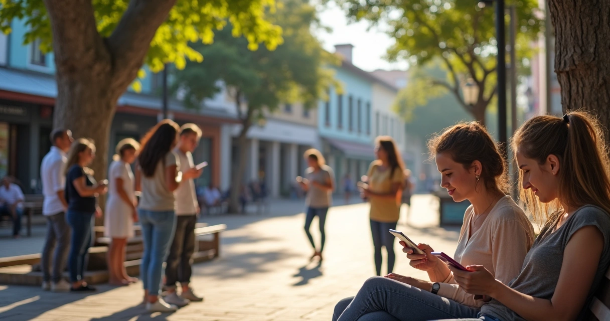 Moradores do Paraná usando tablets em praça para consulta pública digital