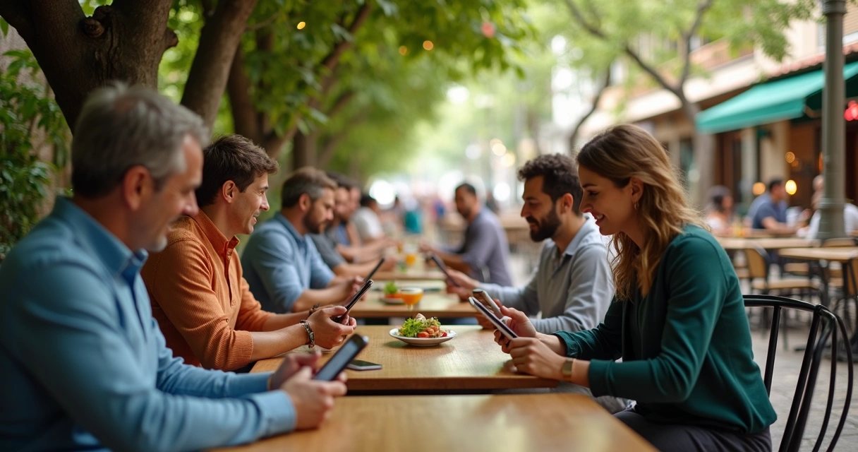 Cidadãos usando tablet para interagir digitalmente com vereador