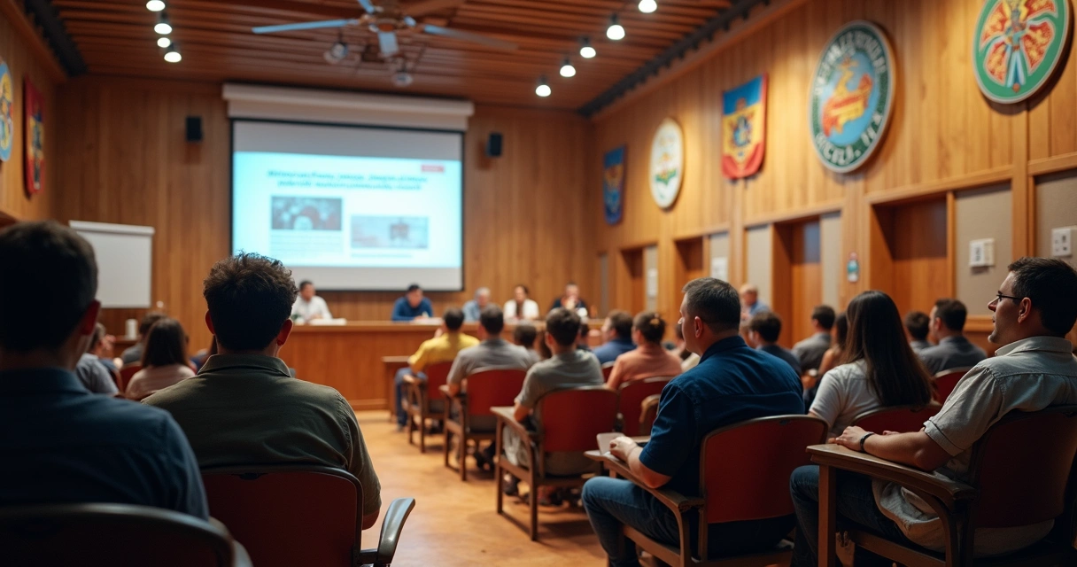 Comunidade paranaense reunida em audiência pública discutindo um projeto local