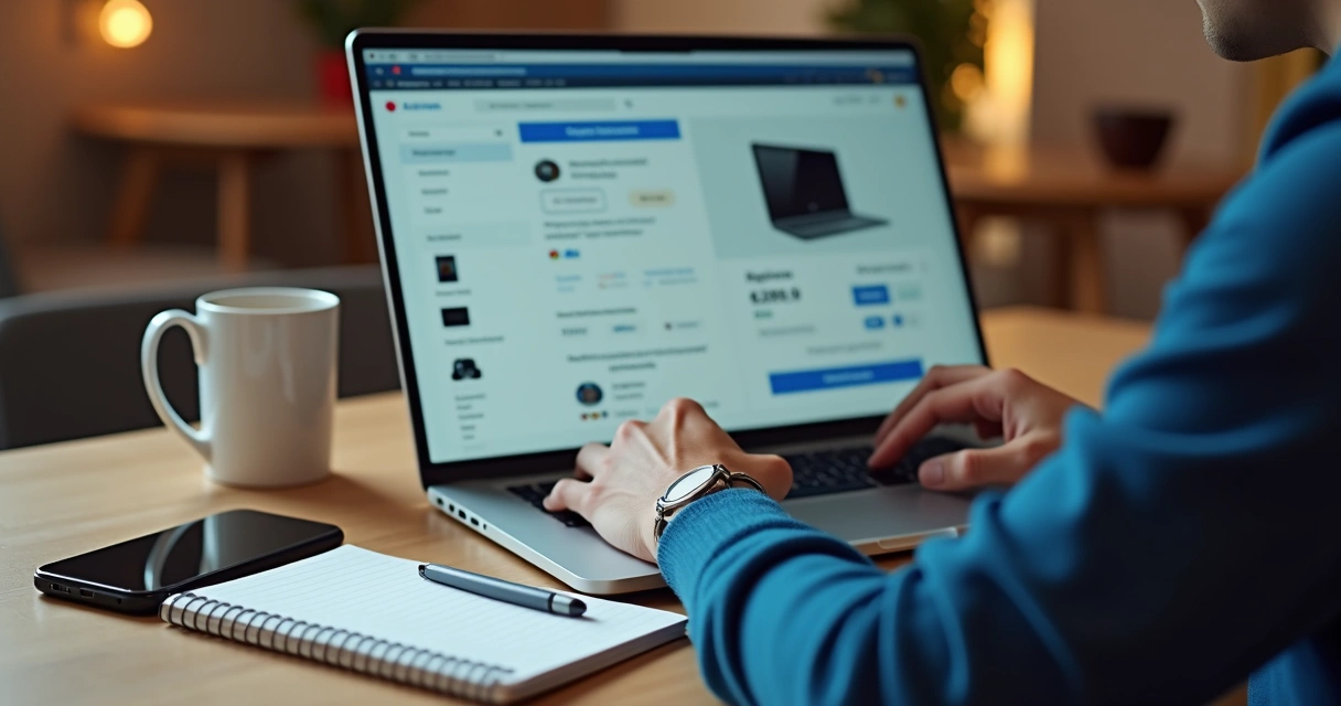 Pessoa participando de leilão online em computador 