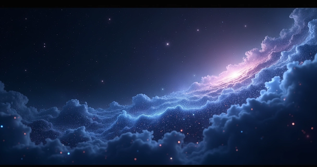 Representação realista e detalhada de partículas invisíveis e energéticas no espaço cósmico mostrando movimento dinâmico e efeitos luminosos suaves 