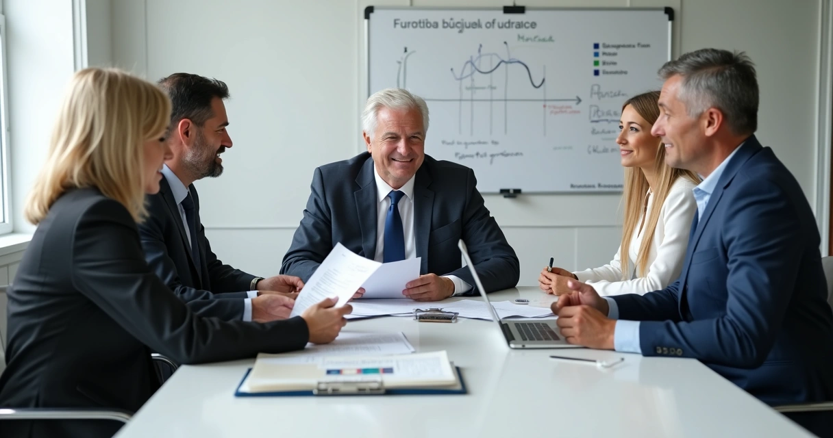 Três herdeiros e advogada discutindo divisão de empresa durante inventário 