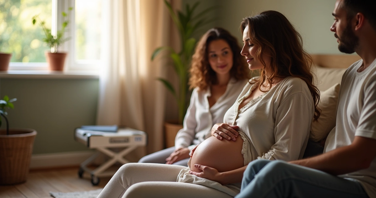Gestante em trabalho de parto natural acompanhada por doula 