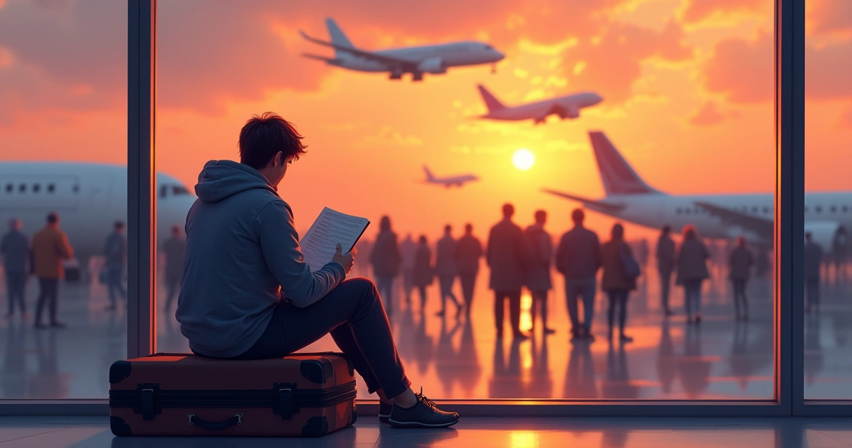 Passageiro aguardando decisão judicial no aeroporto 