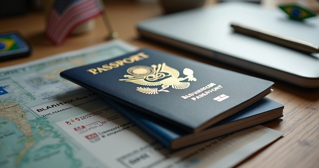 Passaporte americano ao lado de um Green Card 