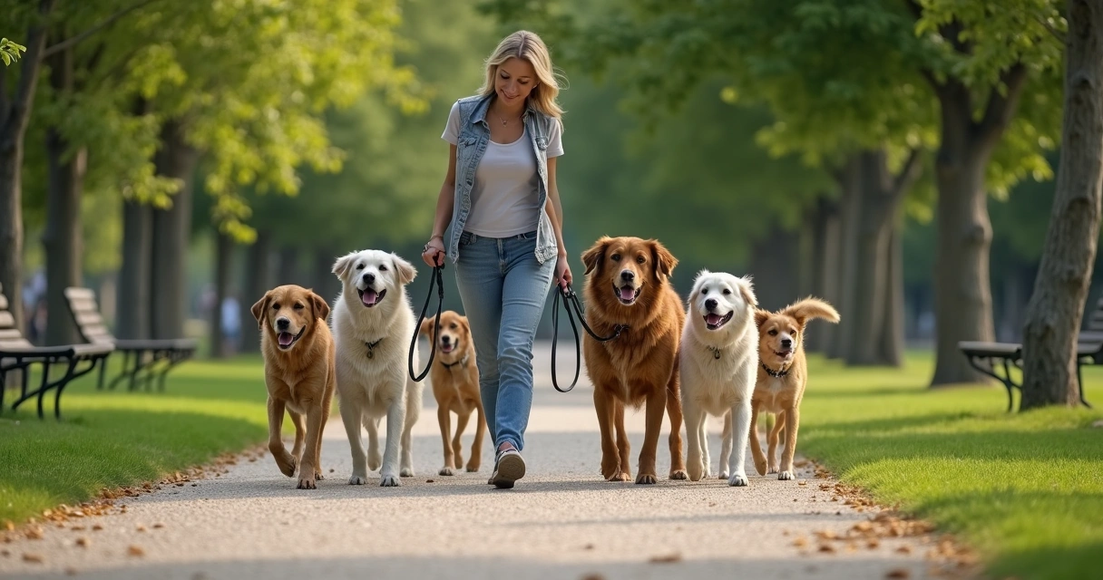 Passeio de cães num jardim com cuidador no Porto 