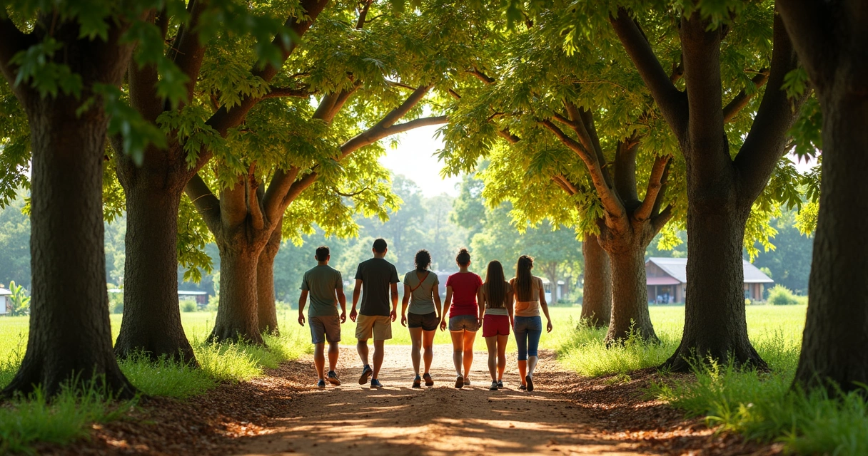 Caminho entre cacaueiros em fazenda na região de Ilhéus 