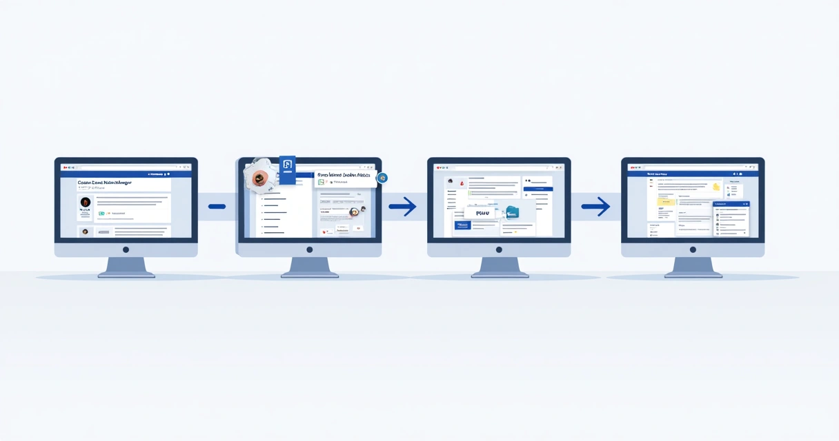 Sequência de telas mostrando upload de lista para público personalizado Facebook 