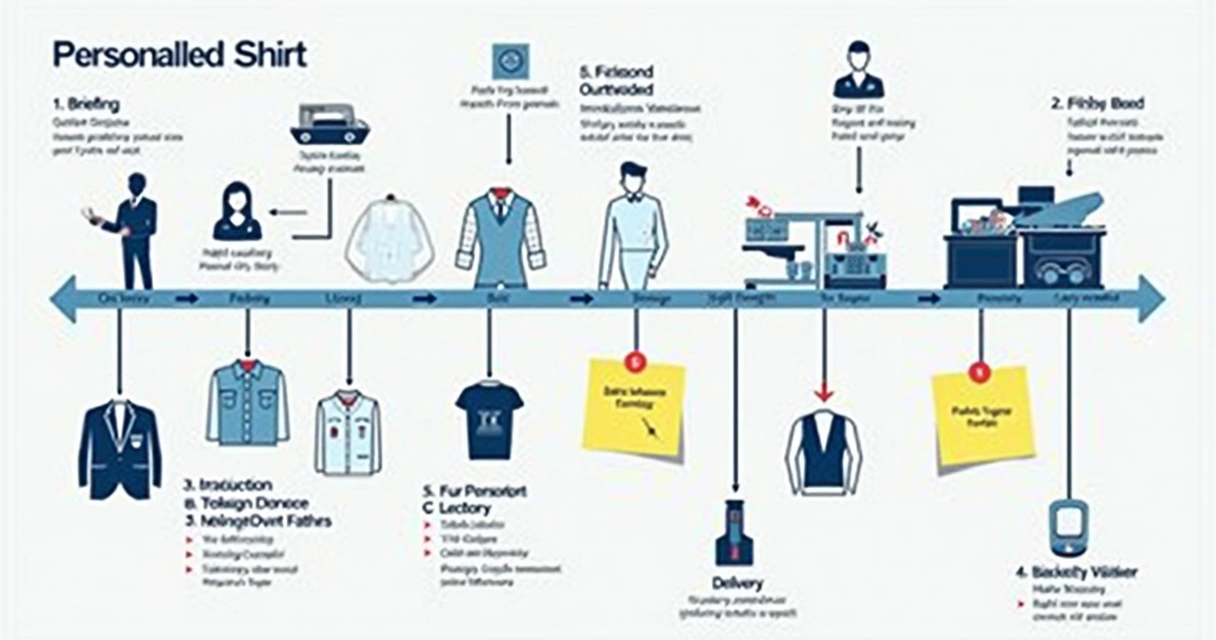 Quadro com etapas do processo de personalização de uniformes 