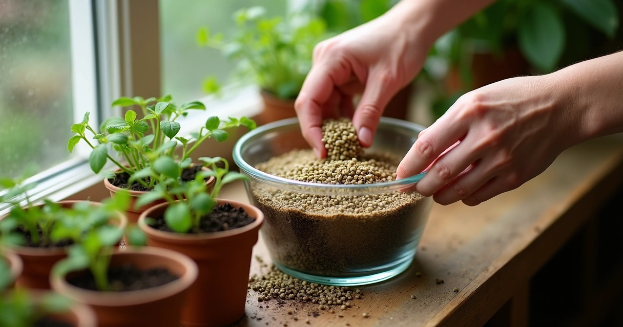 Etapas para germinar sementes de moringa, incluindo sementes hidratadas, substrato e vaso pequeno 