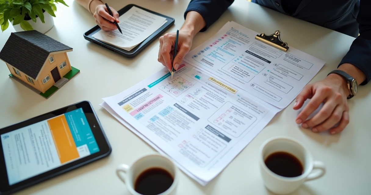 Pessoas analisando checklist para contrato de locação