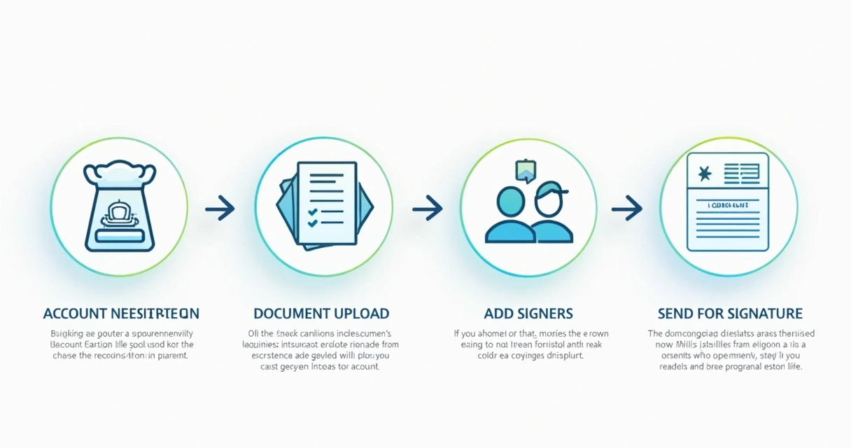 Etapas do processo de assinatura digital ilustradas com ícones 
