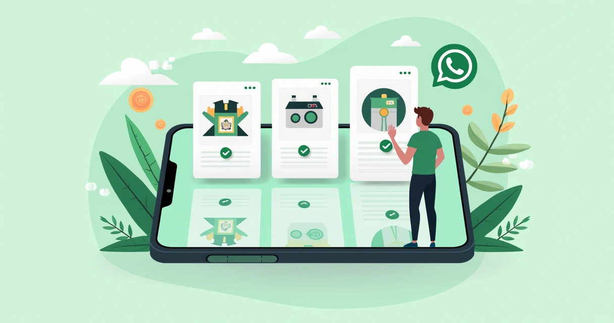 Celular mostrando passos para criar catálogo no WhatsApp 