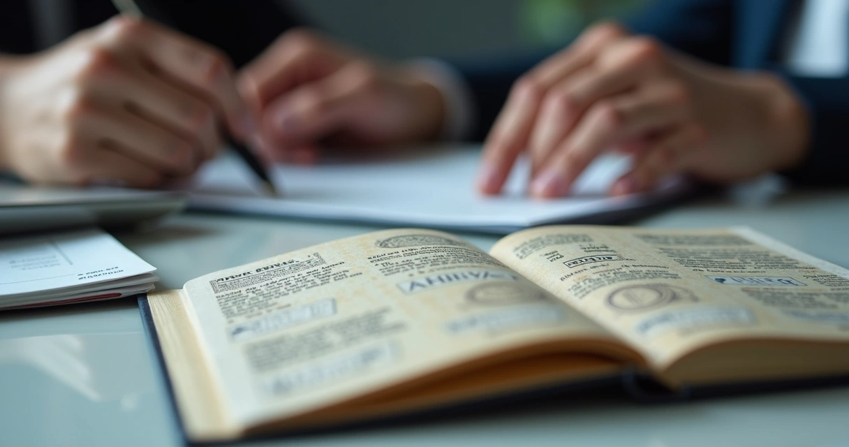 Close view of a passport with different international stamps 