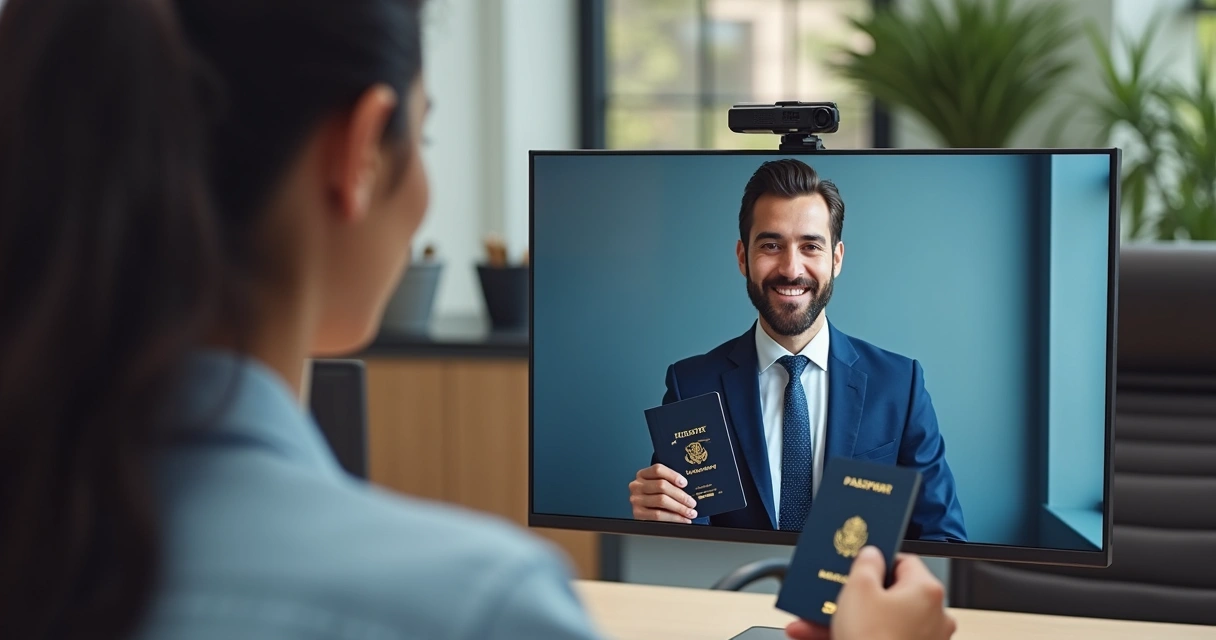 IRS agent and applicant on a secure video call for identity verification 