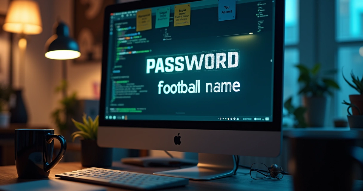 Computador mostrando senha escrita como nome de time de futebol 