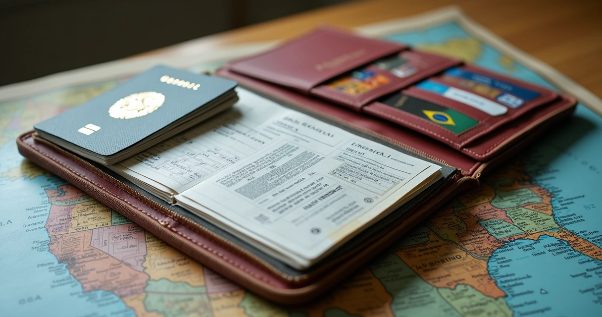 Pasta organizada com documentos de viagem para os EUA 