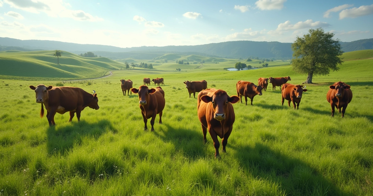 Pasto bem manejado com gado saudável 