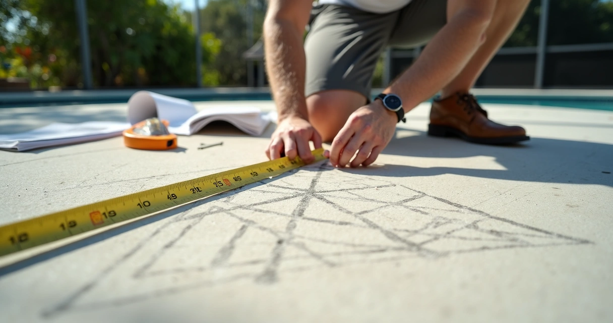 Concrete patio design layout being drawn 