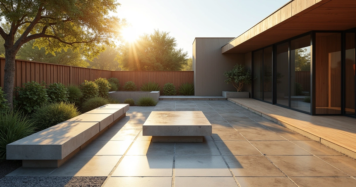 Patio seating exposed to sun and rain 