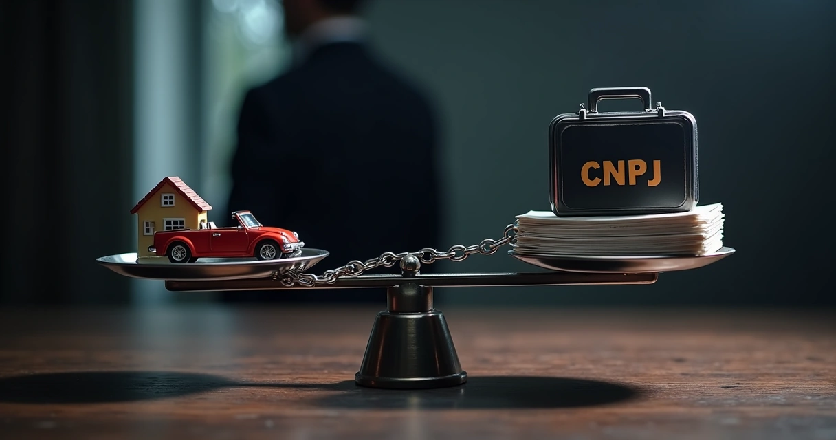 Balança separando bens pessoais e da empresa