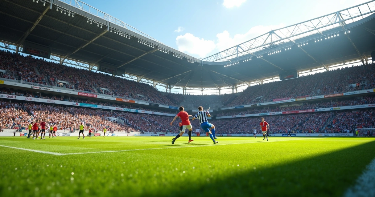 Banners de patrocinadores locais em campo de futebol society, próximos de jogadores e público 