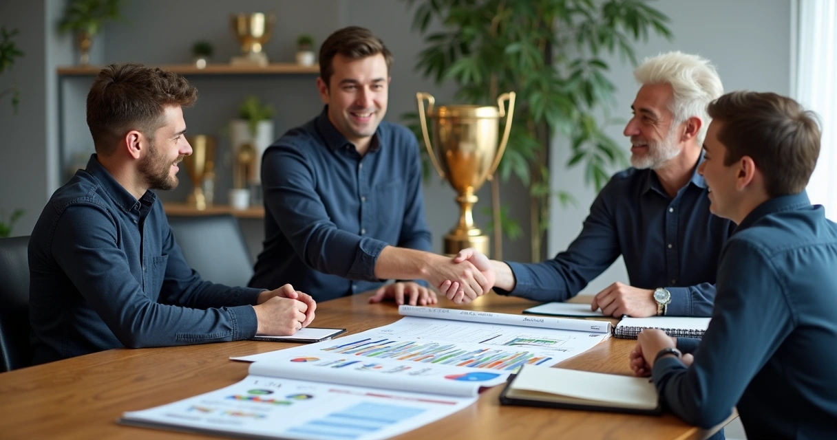 Reunião entre gestor de escola de futebol e patrocinador