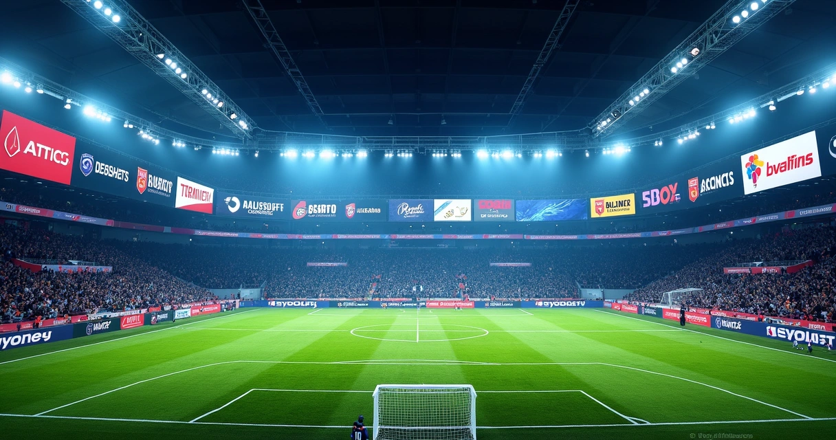 Banner de marcas patrocinadoras expostos em campo da Kings League