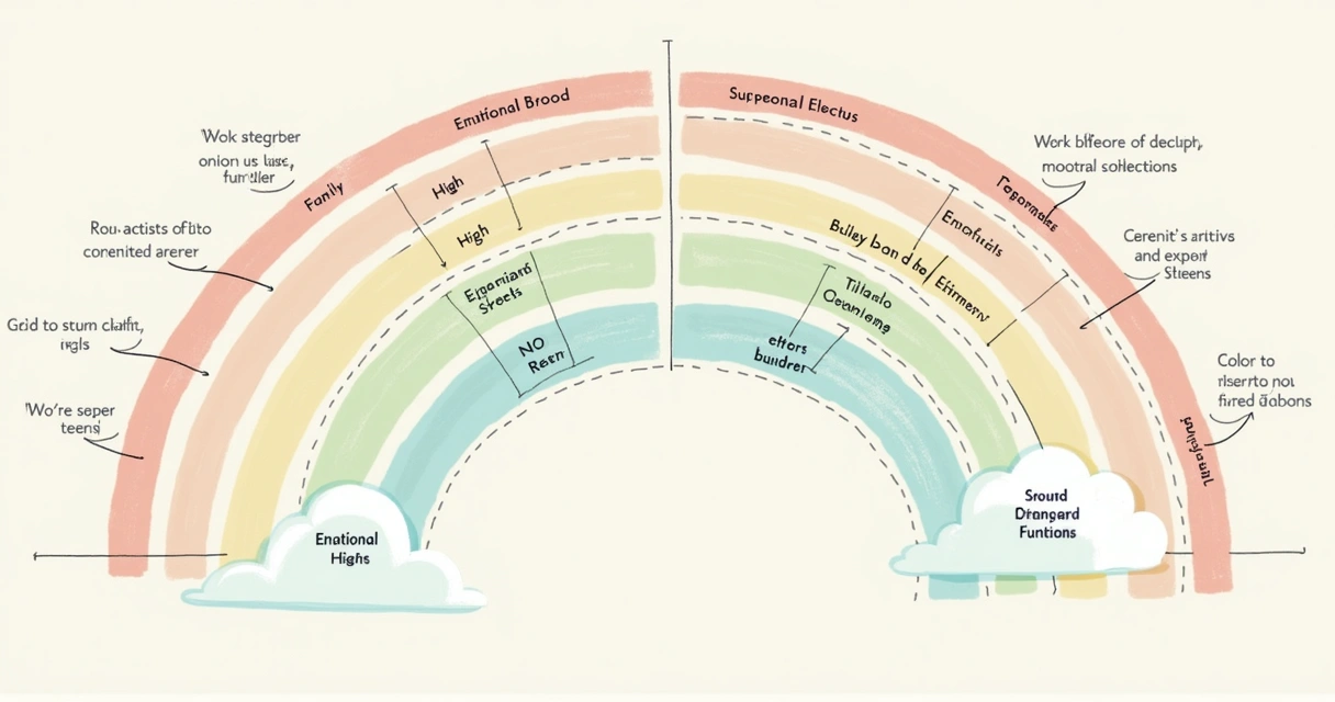 Gráfico simple de ciclos emocionales en la vida diaria. 
