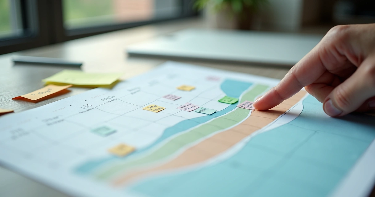 Gráfico emocional semanal con colores y notas en una mesa de trabajo 