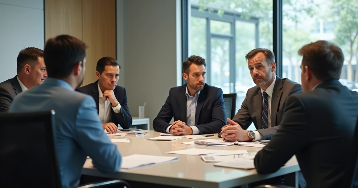 Personas en una oficina mostrando tensión en la mesa de trabajo 